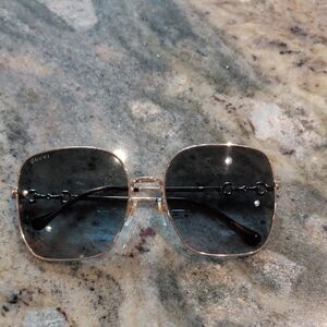Gucci Gold Frame Women's Square Sunglasses